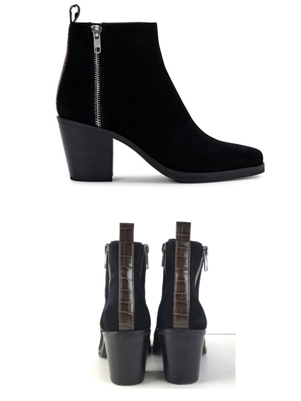 ✨DOLCE VITA✨ Adina Leather Zip Ankle Boot | Croc Embossed Pull Tab | Size 8.5